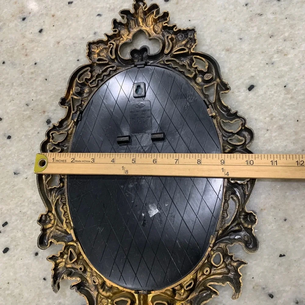 Vintage Marlene Hand Painted Mirror Art Mountain Landscape Gold Ornate Frame 15